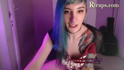 Dick On Webcam - thin latina tgirl with tattoos strokes her dick on webcam - ashemaletube.com - Argentina