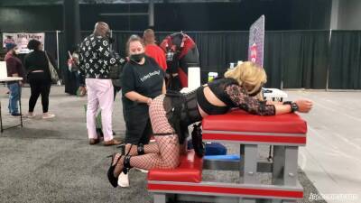 Whipped in public at EXXXOTICA - ashemaletube.com