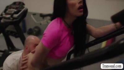 Horny Bald Licks And Fucks The Tight Ass Of Busty Ts In Gym With Ariel Demure - shemalez.com
