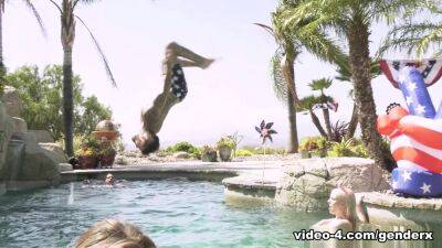 Izzy Wilde - Jade Venus & Izzy Wilde in Trans Pool Party 4, Scene #01 - hotmovs.com