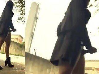 shemale showing her big dick on a street - ashemaletube.com